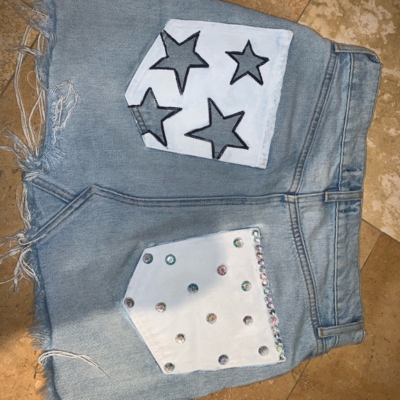 AGOLDE Light Denim Skirt (hand painted)